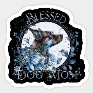 Mother's Day Blessed Dog Mom Mystic Blue Sticker